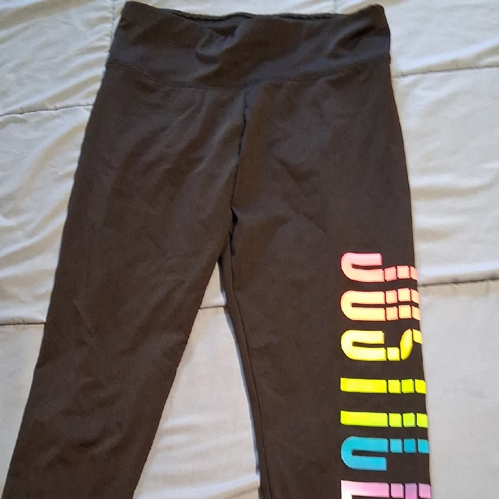 Kids Black Justice Leggings with Colorful Print